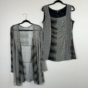 Mesmerize Mesh Dress And Cardigan Set Large